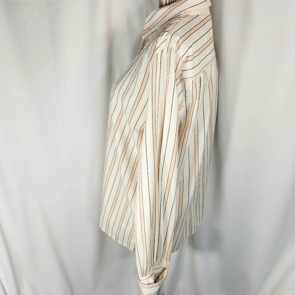 Russ Off-White w/ Stripes & Lace Button Down Top Size 10 - Picture 3 of 10